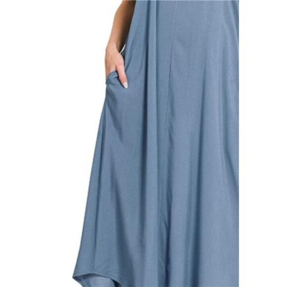 Zenana Woven Arc Hem Cami Dress With Flowy Pockets - Picture 3 of 3